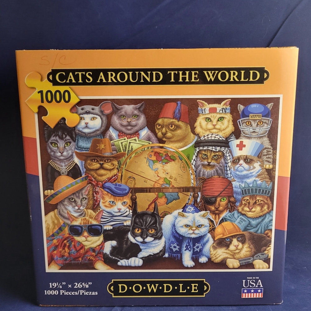 Dowdle Jigsaw Puzzle 1000 Pieces Cats Around the World 20 x 27 in Made in USA